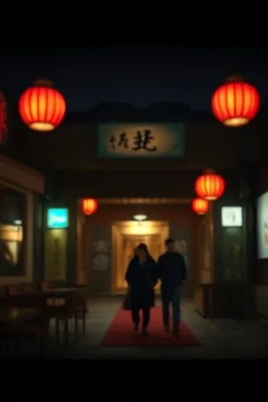 雨季告别：雨夜街道上撑伞远去的背影